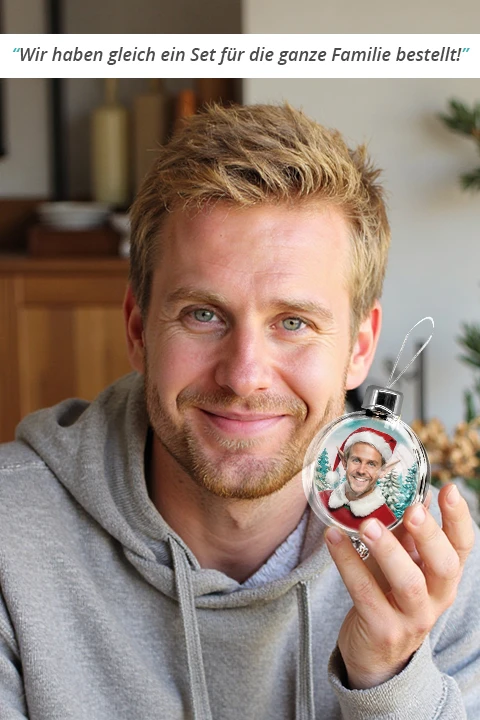 Zufriedener Kunde mit Weihnachtsanhänger 2